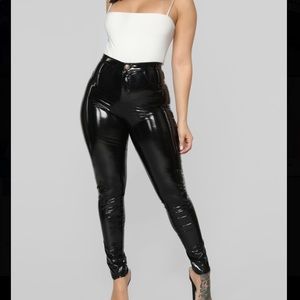 Black latex leather pants